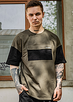 Мужская футболка FreeDom Хаки (S-M), футболка оверсайз, стильная футболка для мужчин MIVAX