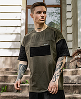 Мужская футболка FreeDom Хаки (L-XL), футболка оверсайз, стильная футболка для мужчин MIVAX