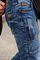 Джинсы мужские с дополнительными карманами синие Отличное качество