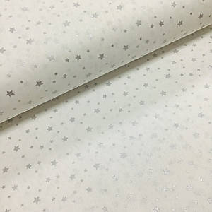 ВІДРЕЗ (0,9 * 2,4 м) Тканина поплін ізореспад сріблястий (глітер) на білому (ТУРЦІЯ шир. 2,4 м) (R-FR-0429)