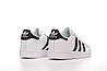 Кросівки Adidas Superstar White Black Адідас Суперстар білі з чорним шкіра повсякденні демісезон унісекс, фото 7