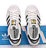 Кросівки Adidas Superstar White Black Адідас Суперстар білі з чорним шкіра повсякденні демісезон унісекс, фото 9