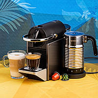 Кофемашина Nespresso Pixie Electric Titan и Капучинатор (Вспениватель молока) -AEROCCINO 4 Milk frother