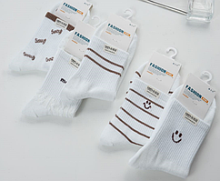 Шкарпетки підліткові білі смайл-смужка Fashion 22-24 р.