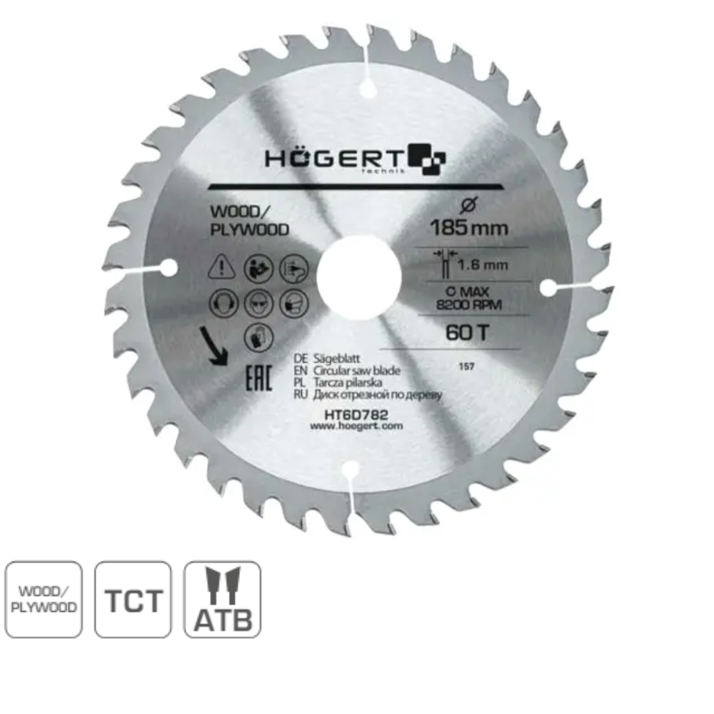 Диск пиляльний для дерева 185x60Tx30 Mn65