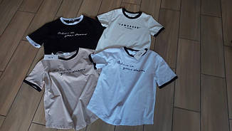 Молодіжна футболка білого кольору з написом в прямому пошитті розміри 44-48, фото 4