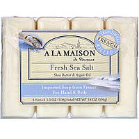 A La Maison de Provence, мыло для рук и тела, морская соль, 4 бруска по 100 г (3,5 унции) каждый