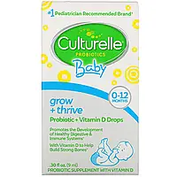 Culturelle, Пробиотики, для детей, «Рост и развитие», пробиотики + витамин D в виде капель, от рождения до 12