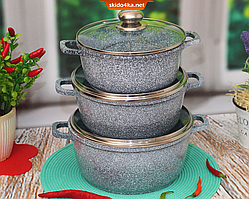 Набір каструль Benson BN-383 з гранітним покриттям з 6 предметів