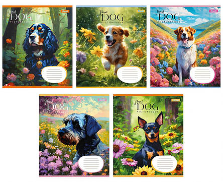 Набір зошитів 12арк. коса лінія 1Вересня Floral dog, уп.25шт. (766929), фото 1