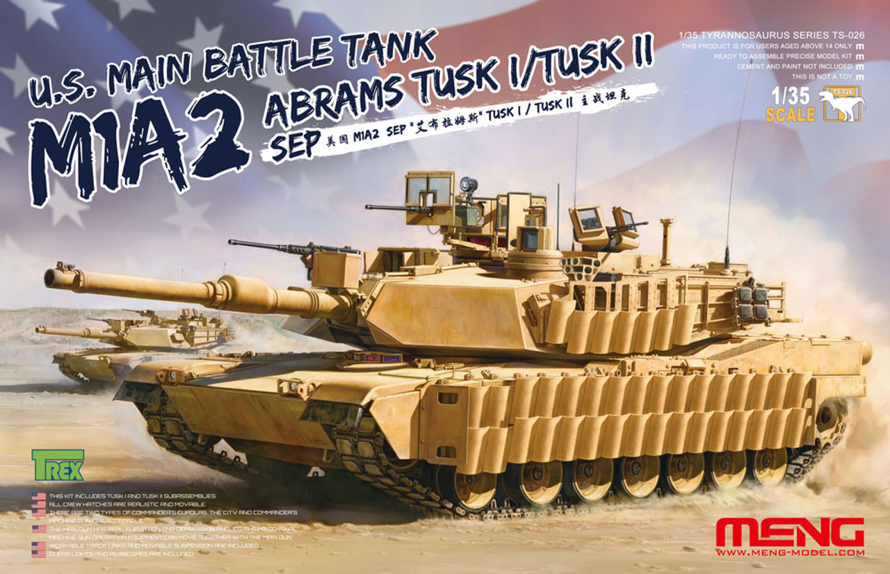 Abrams M1A2 SEP Tusk I/Tusk II. Збірна модель танка у масштабі 1/35. MENG TS-026