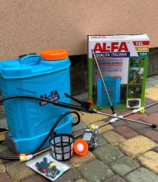 Обприскувач електричний AL-FA ALES12 (Li-ion) 12 л 12 В 12 Агодм 5 кінцівок + неіржавка трубка