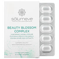 Solumeve, Beauty Blossom, комплекс для увлажнения кожи и выработки коллагена, 30 растительных капсул