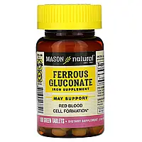 Mason Natural, Глюконат железа, 100 зеленых таблеток