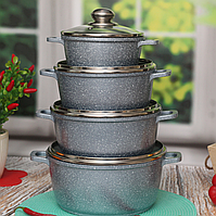 Набір каструль ( 1.5/.2.2/ 3.2 /4.2л ) з гранітним покриттям із 8 предметів Benson BN-379