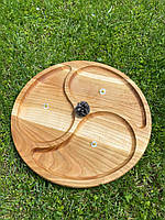 Деревянная круглая менажница на 3 деления 30 см менажница из дерева поднос для сыра поднос круглый деревянный