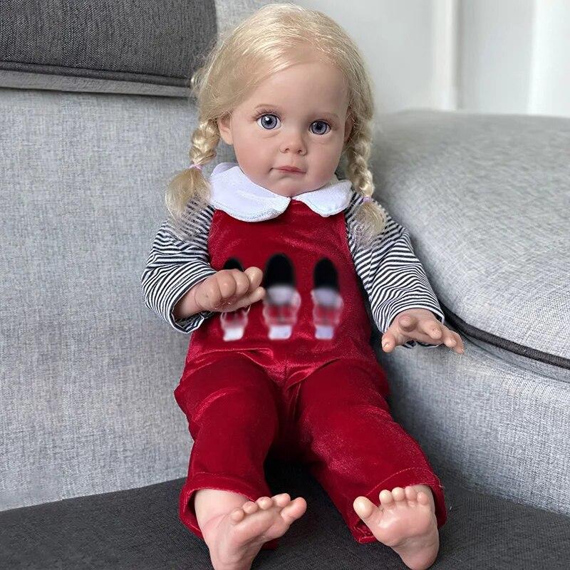 Гарна дівчинка реалістична лялька Реборн (Reborn) 60 см з довгим волоссям та м'яким тілом, як жива справжня дитина