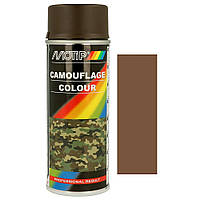 Алкидная камуфляжная краска спрей коричневая матовая Motip Camouflage Color Spray RAL 8027 400мл