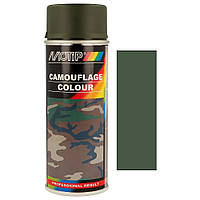 Алкидная камуфляжная краска спрей бронзово-зеленая матовая Motip Camouflage Color Spray RAL 6031 400мл