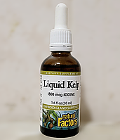 Поддержка щитовидной железы Natural Factors Liquid Kelp 800 mcg Iodine 50 ml Йод Ламинария жидкие водоросли