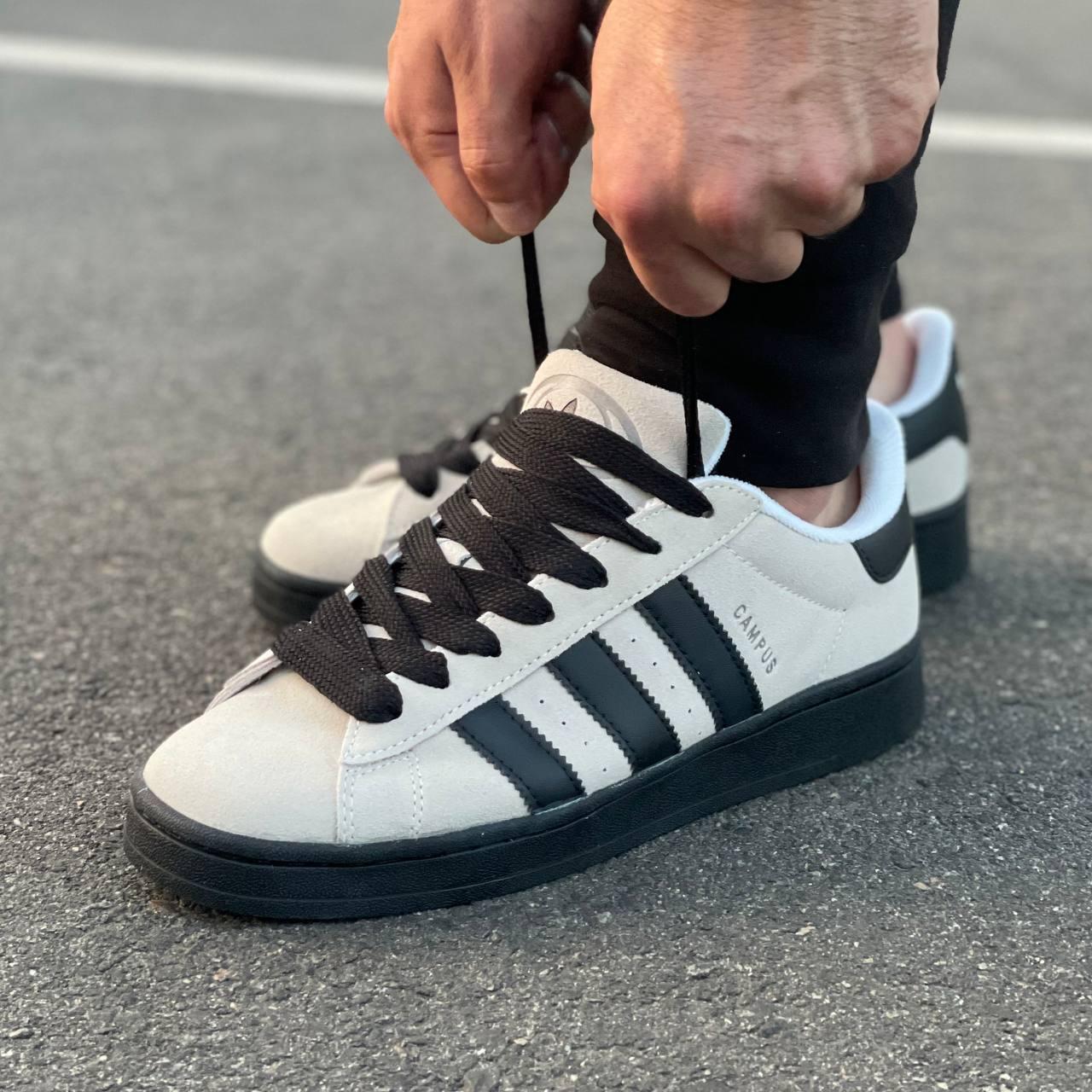 Чоловічі кросівки Adidas Campus Beige Black (Бежеві) Кеди Адідас Кампус повсякденні замшеві демісезон