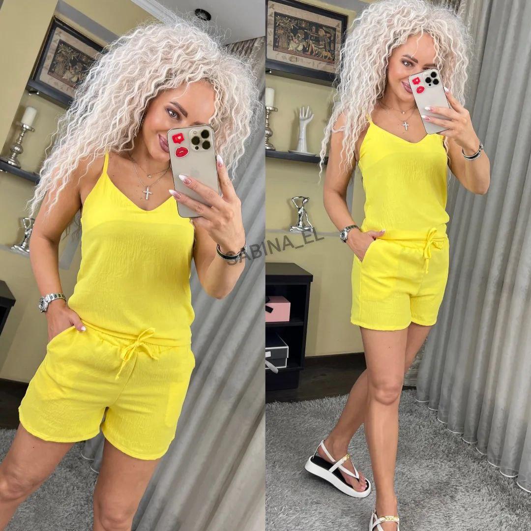 Літній жіночий костюм/комплект «Бриз» - майка і шорти однотонні (Розмір 42-44,46-48), Жовтий