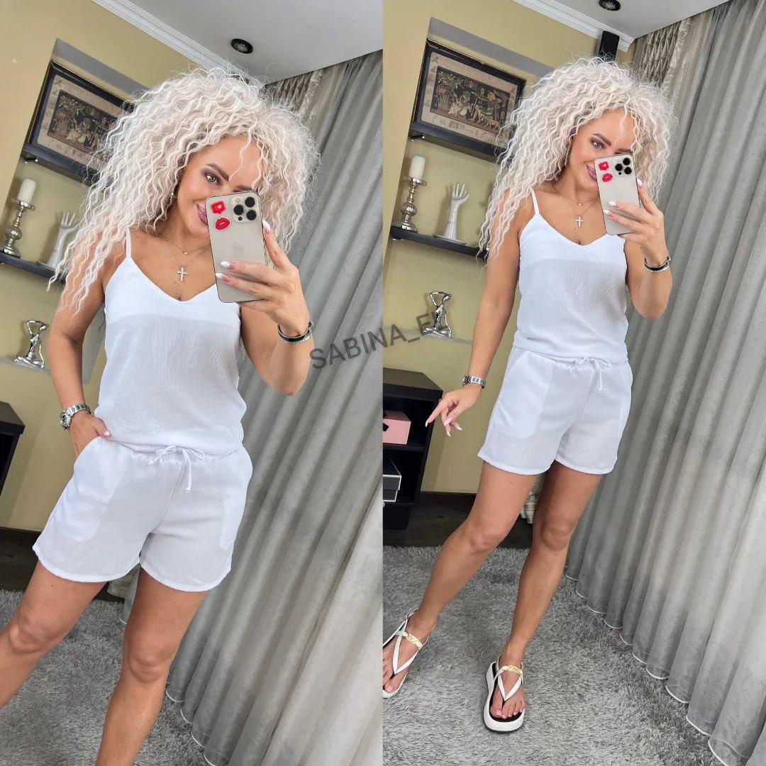 Літній жіночий костюм/комплект «Бриз» - майка і шорти однотонні (Розмір 42-44,46-48), Білий