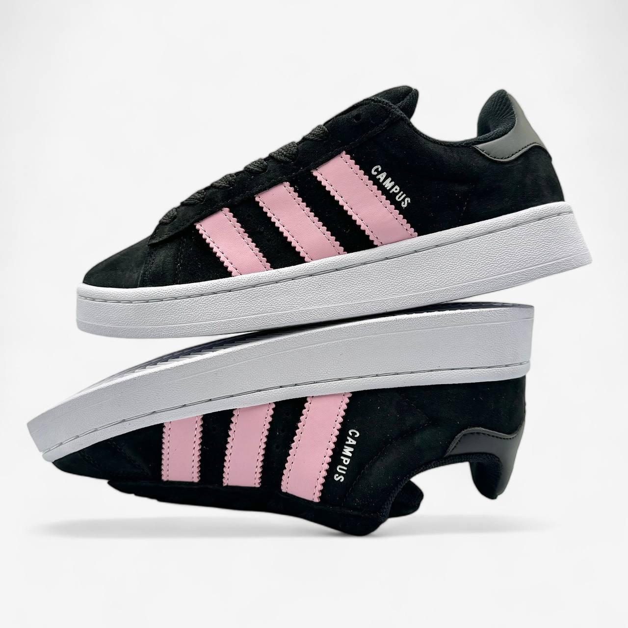 Жіночі кросівки Adidas Campus 00s Black True Pink Адідас Кампус чорні з рожевим замшеві демісезон