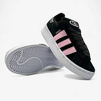 Жіночі кросівки Adidas Campus 00s Black True Pink Адідас Кампус чорні з рожевим замшеві демісезон, фото 3