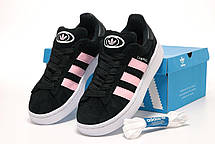 Жіночі кросівки Adidas Campus 00s Black True Pink Адідас Кампус чорні з рожевим замшеві демісезон, фото 5