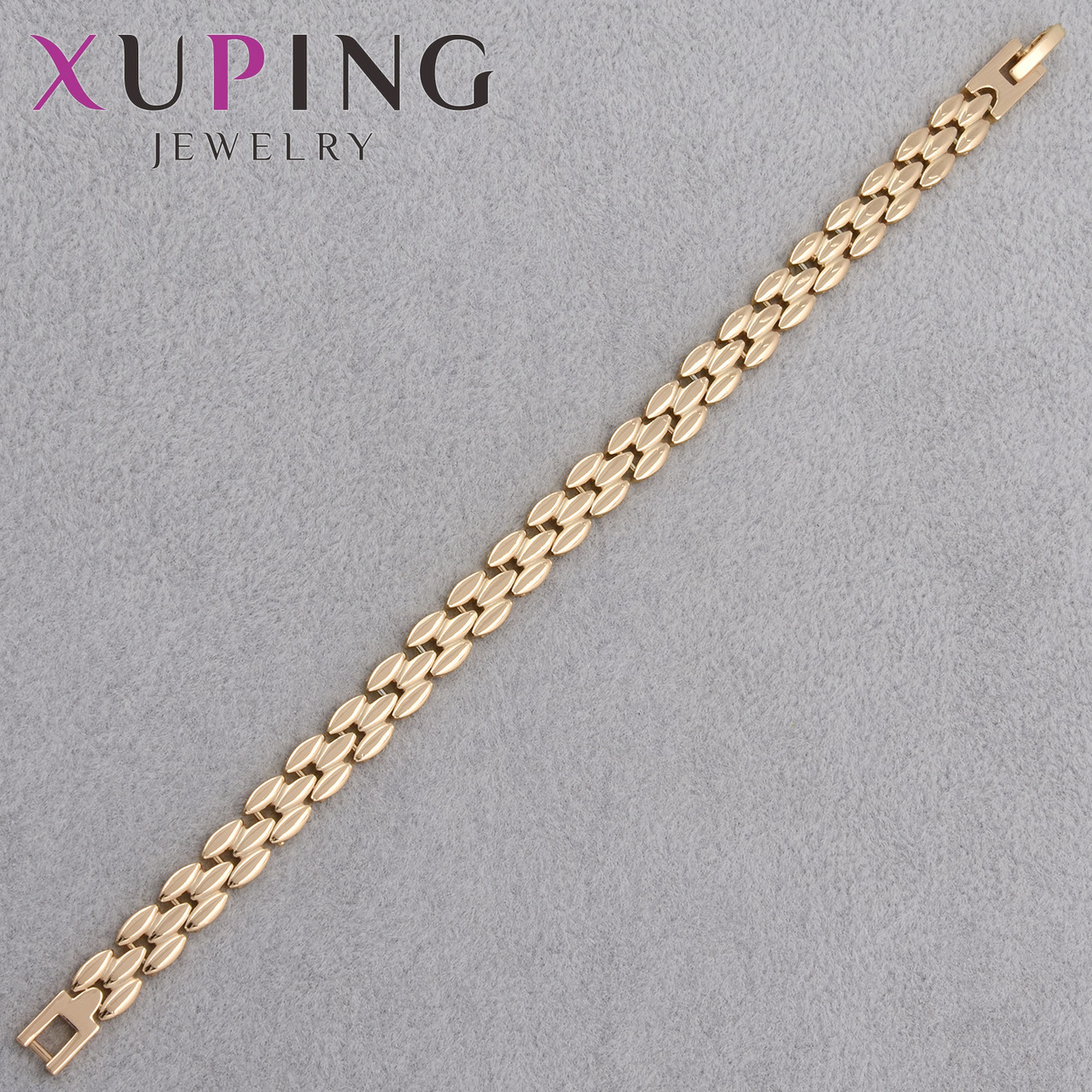 Браслет плетение шашечки без пластины  Xuping 18К золотистого цвета застёжка шарнир длина 19 см ширина 7 мм