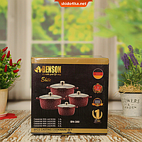 Набір каструль Benson BN-380 з гранітним покриттям з 8 предметів