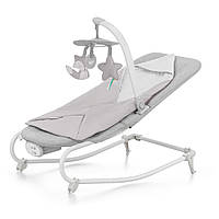 Шезлонг-качалка Kinderkraft Felio 2 Stone Grey, кресло-качалка для новорожденных с мобилем
