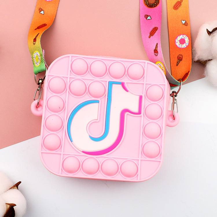 Дитяча  силіконова сумочка Pop It-гаманець C4351 TikTok Рожева, фото 1