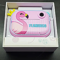 Детский фотоаппарат с печатью Фламинго для фото и видео Full HD Фотоаппарат детский розовый
