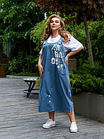 Стильный джинсовый сарафан Размер:52-54,56-58 60-62,64-66