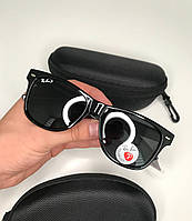 Солнцезащитные очки Ray Ban Wayfarer черные глянцевые 2140 Polarized Рей Бен Вайфареры с поляризацией