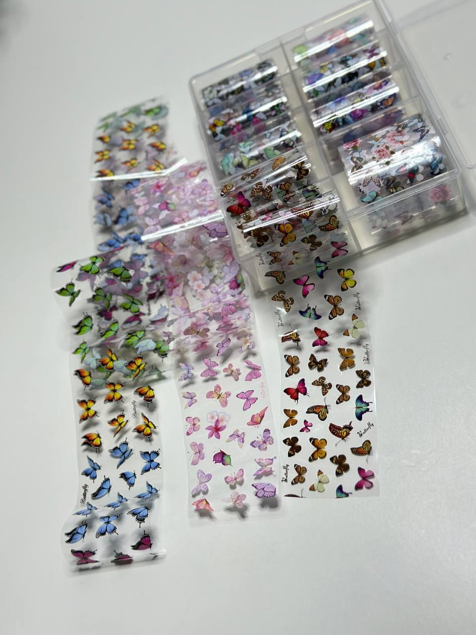 Фольга для лиття перекладна в контейнері, набір 10шт метелики