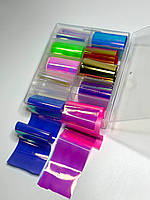 Фольга для лиття на нігтях в контейнері, набір 10шт