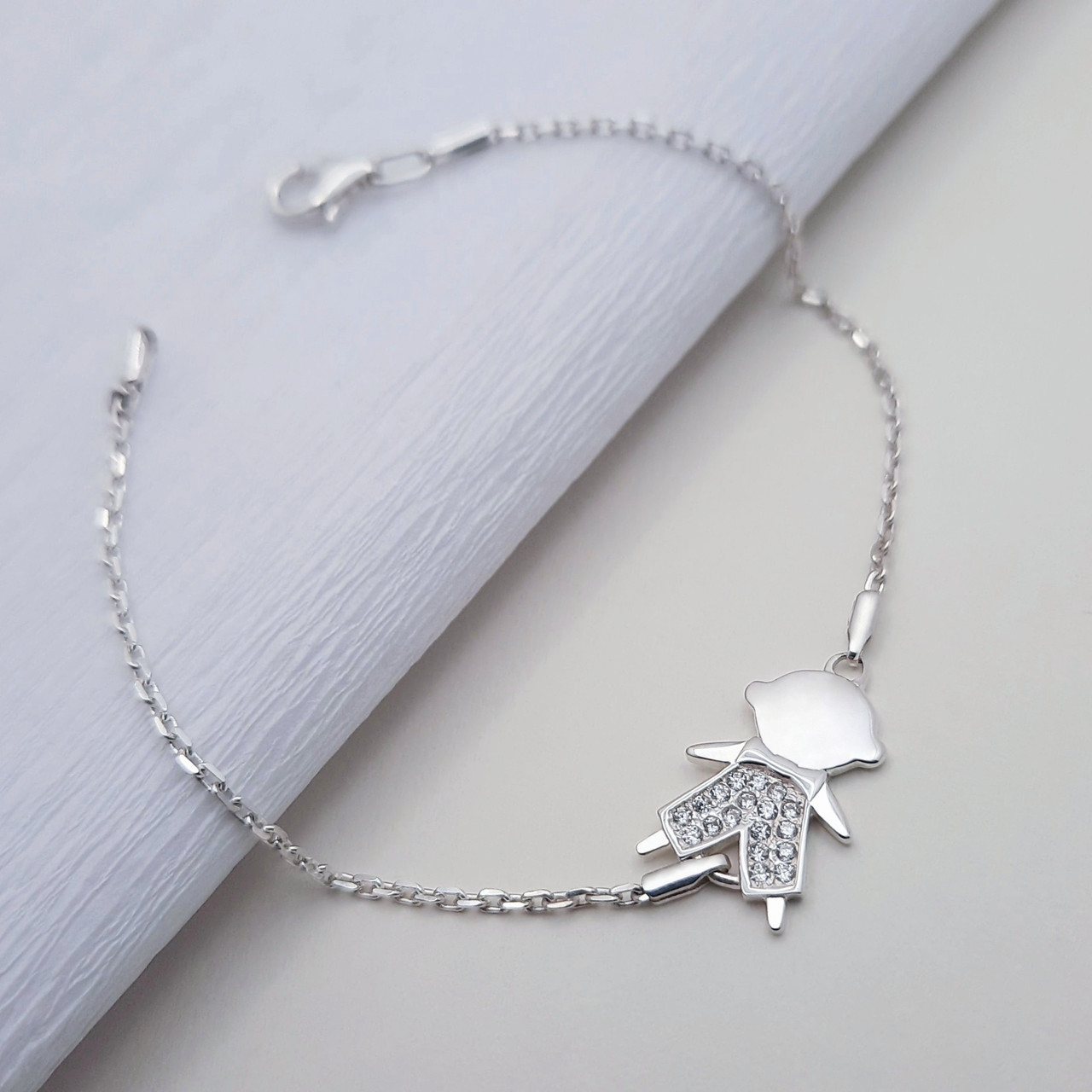 Срібний браслет з фіанітами Хлопчик, фото 1