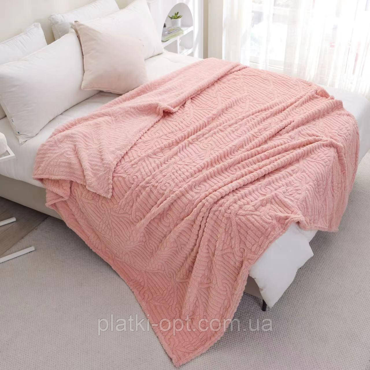 Покривало велюрове Візерунок (рожеве) 200х230 см