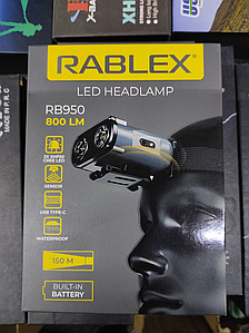 Налобний ліхтарик із сенсором Потужний ліхтарик налобний 800 люмен Rablex