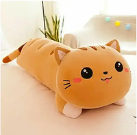 Подушка-валик 110 см, кошка-обнимашка, плюшевая игрушка-антистресс, приятное прикосновение