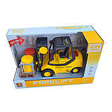 Дитяча іграшка спецтехніка навантажувач вилковий Автокара навантажувач інерційний кара Світло Звук, фото 2