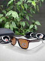 Солнцезащитные очки Ray Ban Wayfarer коричневые глянцевые 2140 Polarized Рей Бен Вайфареры с поляризацией