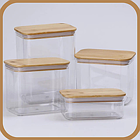 Банки для сыпучих продуктов набор из 4 шт стеклянные емкости для хранения с крышкой Емкость для специй