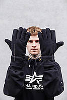 Перчатки мужские Lock черные, перчатки с застежкой, флисовые перчатки, зимние теплые перчатки MIVAX