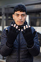 Перчатки беспалые мужские Finger черные, зимние теплые перчатки, трансформер перчатки MIVAX