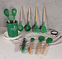 Набір із силікону 12 предметів, кухоні аксесуари, силікований кухонний набір Зелений APEX