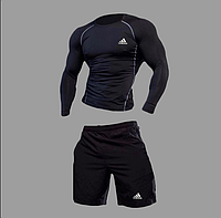 Компрессионная одежда 2в1 Adidas BLACK Модель 2024 (комплект для фитнеса)